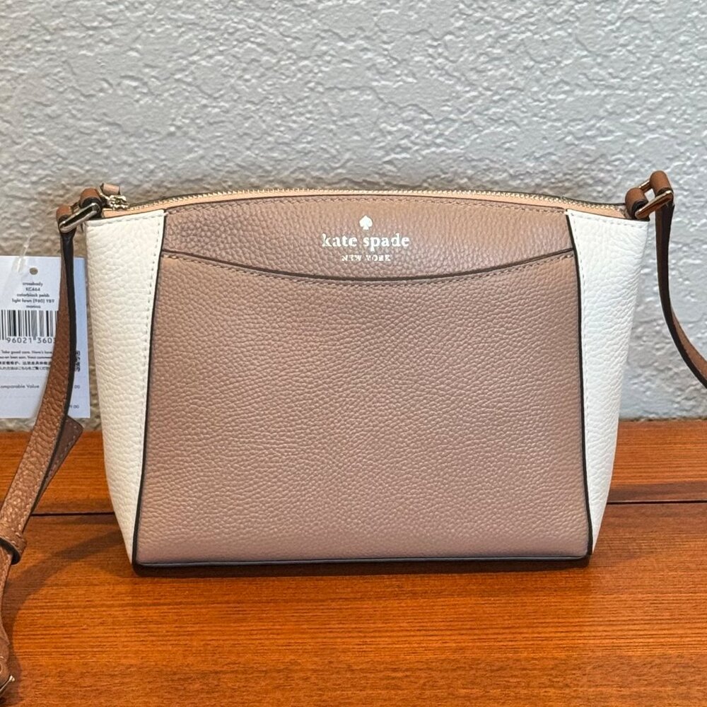 Kate Spade Monica Pebbled Leather Crossbody Purse - Light Fawn KC464 $279